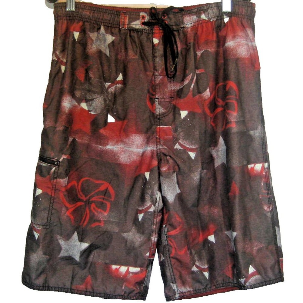 Mens Burnside Aloha Island Design Poly Lined Board Shorts sz Med x 11"